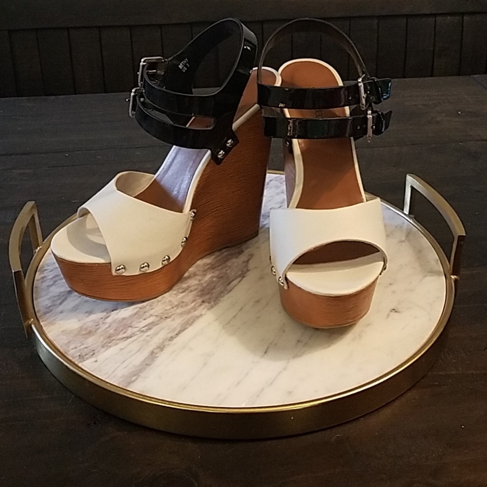 Black and white studded wedge